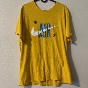 Nike Air Yellow T-Shirt with Blue Graphic